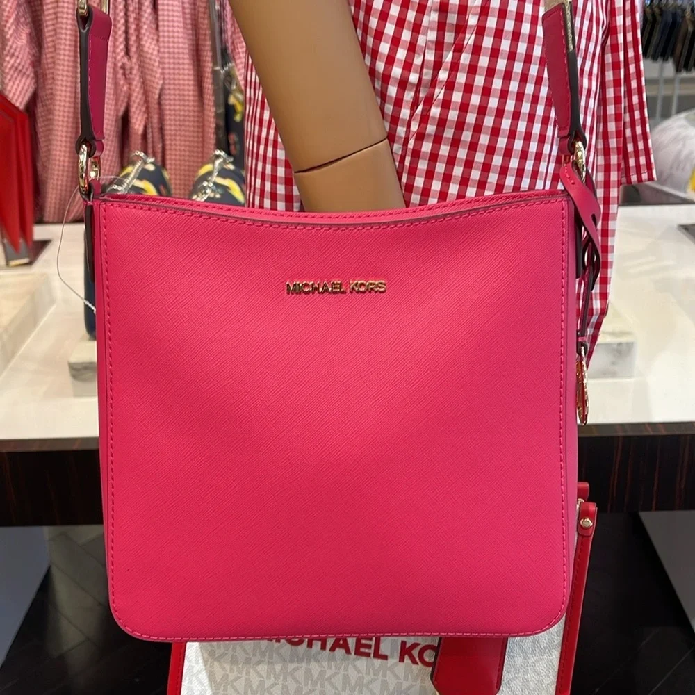 Michael Kors Jet Set Travel Small Messenger Crossbody Bag Electric Pink  NWT